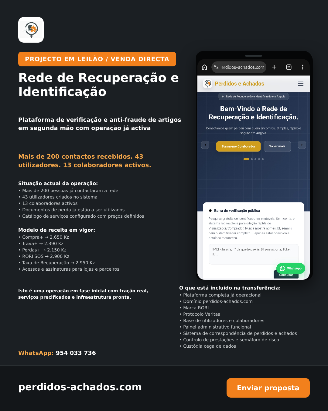 REDE DE RECUPERAÇÃO E IDENTIFICAÇÃO- PROPOSTAS DIRECTA